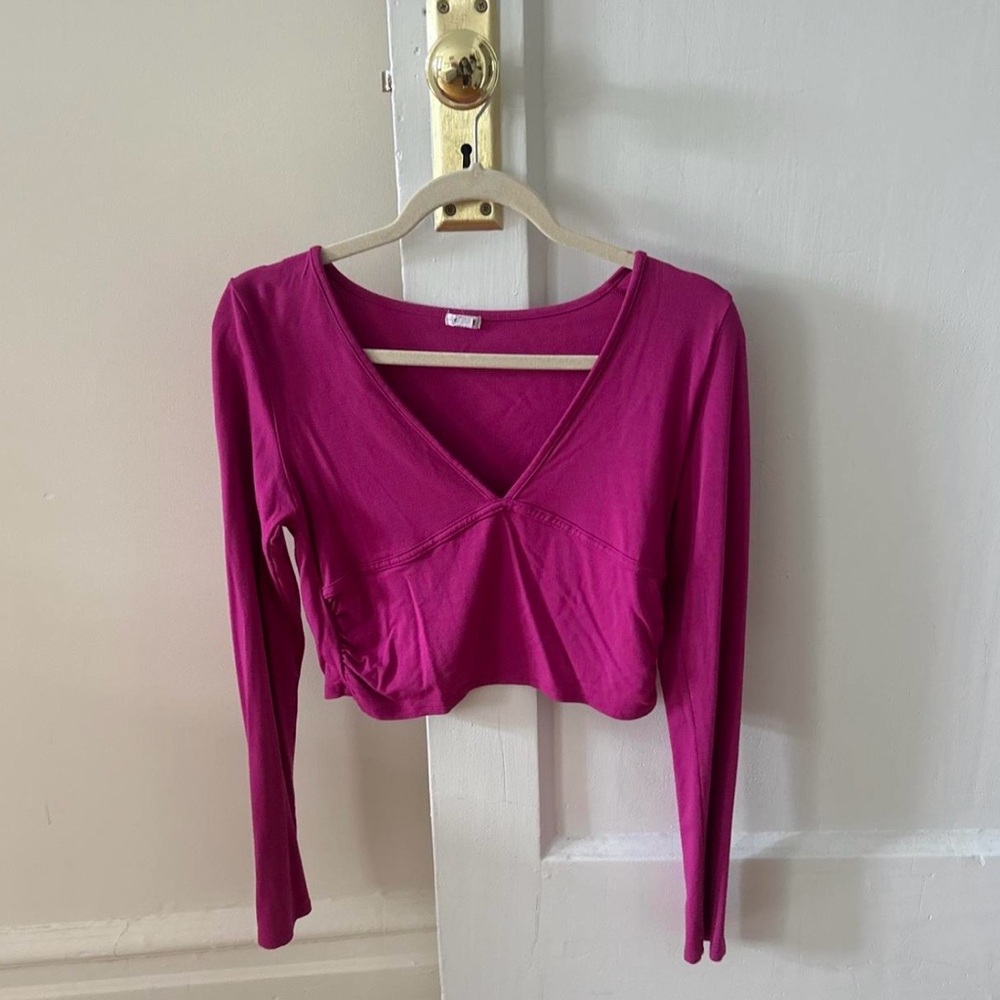 Garage Fuchsia Long Sleeve V-Neck Top